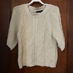 Raffi Short Sleeve Cable Knit Sweater Oatmeal XS Photo 1