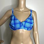 Vintage Christina Krista Blue Plaid Bikini Top Size 14 Photo 0