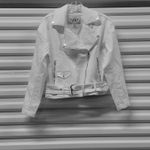 Juicy Couture Women’s Small White Denim Moto Jacket Belted Biker NWT Y2K Style Photo 2