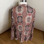 VTG Notations Blouse XL Geometric Shimmer Sheer Tie Front Ruffle Y2k Whimsical Red Photo 8