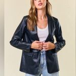 Doe & Rae  Farah Blazer Faux Leather Black Women’s Size Medium Photo 0