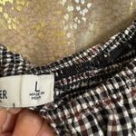 Hollister  Brown Black Gingham Plaid Crop Balloon Sleeve Smocked Top Large Photo 2