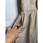 Lulus NEW Striped Midi Dress Size Small Tan White Front Knot Photo 2