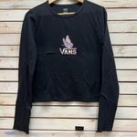 Vans Black Butterfly Logo Long Sleeve Lettuce Hem Y2K Skater Graphic Top Women L Photo 2