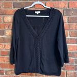 Joseph A  womens crochet knit button front cardigan sweater black L Photo 0