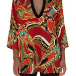 Athleta  Vibrant Floral & Paisley Print 3/4" Sleeve Stretch Tunic Top EUC Size XL Photo 0