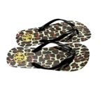 Tory Burch Thin Flip Flop Sandals Animal Leopard PVC/EVA Gold Logo Sz 7 NWOT Photo 2