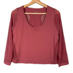 Athleta Pacer Mesh Top Size XL Pink Athleisure Yoga Workout Long sleeve Preppy Photo 0