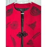 American Vintage Vintage Red Wool Cropped collarless blazer black accents & frog goggle size M Photo 2