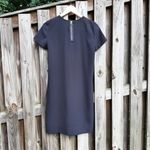 Madewell  Black Mini Dress Leather Pocket T-Shirt High-low Dress Exposed Zip XS Photo 2