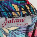 Vintage Skirt Tropical Floral Elastic Waistband Blue Red Eclectic Maximalist 80s Pink Size M Photo 2