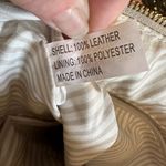 JOY Mangano Smart Chic pebbled Leather Double Decker Tote Taupe Purse Handbag Photo 8