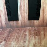 Zac and Rachel  Black Velvet Damask Trim Fleece Lined Leggings Photo 3