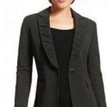 CAbi  Black Pinstripe Ruched Button Down Blazer 6 Work Business Photo 0