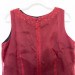 Emma James 90s  Womens Silk Top Size‎ 12 Red Beaded Embroidered Whimsigoth Witchy Photo 5