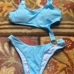 SheIn Light Blue One-Shoulder Swimsuit Photo 0