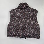 Aeropostale  Remixed Down Floral Crop Puffer Vest Womens Large Black Pink Grunge Photo 4