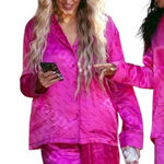 Poppi Vibrant Pink Silky Women's Pajama Shirt & Pant size S Photo 0