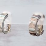 Vintage Clip On Earrings Silver Tone Hoops Photo 0