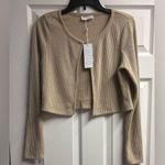 Sage NWT  The Label Taupe Ribbed Knit Cropped Cardigan Size Large Photo 0