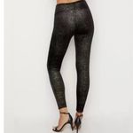 Spanx Shape Small Velvet Black Gold Metallic Textured High Waist Leggings Shine Photo 4