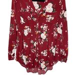 Torrid  Burgundy Floral Long Sleeve Blouse, Large Photo 3
