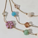 Mixit  Gold Pastel Forget Me Not Enamel & Bead Triple Strand Necklace Photo 1