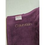 Calvin Klein Aubergine Faux Suede Sheath Dress Cap Sleeves Coin Zipper Sz 4 Photo 6