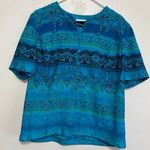 Sag Harbor Dress Button Down Floral Shirt Size 14 Blue Photo 0