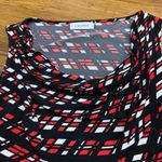 Calvin Klein Womens Tank Top XL Sleeveless Cowl Neck Red White Black Geometric Photo 1