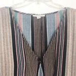 American Eagle  Long Sleeve Striped V-Neck Crop Top Size M Photo 2