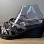 Skechers Cali Wedge Sandals Womens 8.5 W Pewter Memory Foam Comfort Wide Fit Photo 0