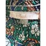 Blush BJ Blue Green White Paisley Floral Smocked Waist Midi Skirt Small Photo 2