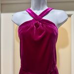 Belle Poque Magenta Velvet Halter Dress w/ Adjustable Button Straps | XL Purple Photo 3