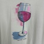 Life is Good Womens size XL Glass Half Full Wine Long Sleeve V Neck Cream TShirt Photo 3