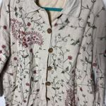 Dress Barn Vintage 90s Embroidered Granny Floral Shacket Jacket Paisley Linen 1X Photo 2