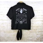 Hot Topic  Shirt Women M Black Psychic Reader Tie Front Button Goth Witch Moon Photo 7