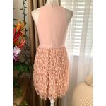 Aidan Mattox V-neck Sleeveless Crepe Fringe Skirt Mini Dress in Blush Pink Photo 5