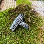 Abalone shell silver antique design ring size 7.5 Blue Photo 1