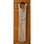 Betsy and Adam Champagne Glitter Knit Off-Shoulder Gown - 4 Photo 6