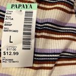 Papaya Striped Knit V-Neck Shirt Photo 2