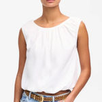 Madewell NWT Bubble Cotton Linen Blend Tee in White - Size: Extra Small Photo 0