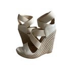 JEAN MICHEL CAZABAT Cream Leather Espadrille Wedges Sandals Size 37 Photo 4