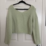 Kendall + Kylie Mint Green Knit Soft V Neck Cropped Sweater Photo 3