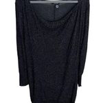 DKNY JEANS Black Gold Metallic Sparkly Long Sleeve Cowl Neck Sweater Dress 22/24 Photo 0