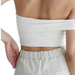 RE ONA Athena Off the Shoulder Crop Top Size XL White Photo 0
