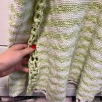 Free People Green & White Stripe Loose Textured Sweater Photo 3