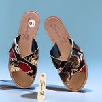 Seven7 NWT Jonah Slide Sandals Buckle Snake Print Photo 3