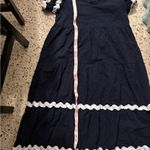 White closet elements cotton navy dress white trim large Photo 7