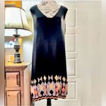 French Connection  Art Deco Beaded Hem Shift Dress Sleek Black Evening Style~6💛 Photo 1